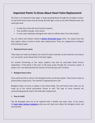 important points to know about heart valve