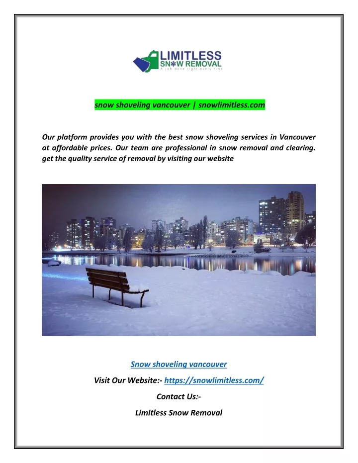 snow shoveling vancouver snowlimitless com