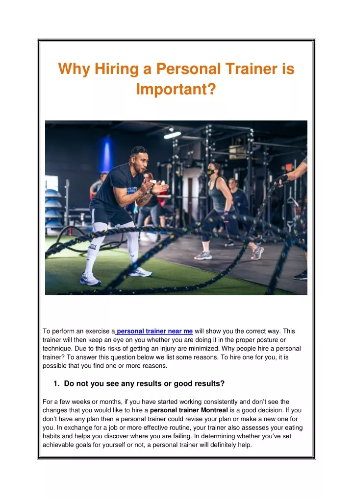 why hiring a personal trainer is important