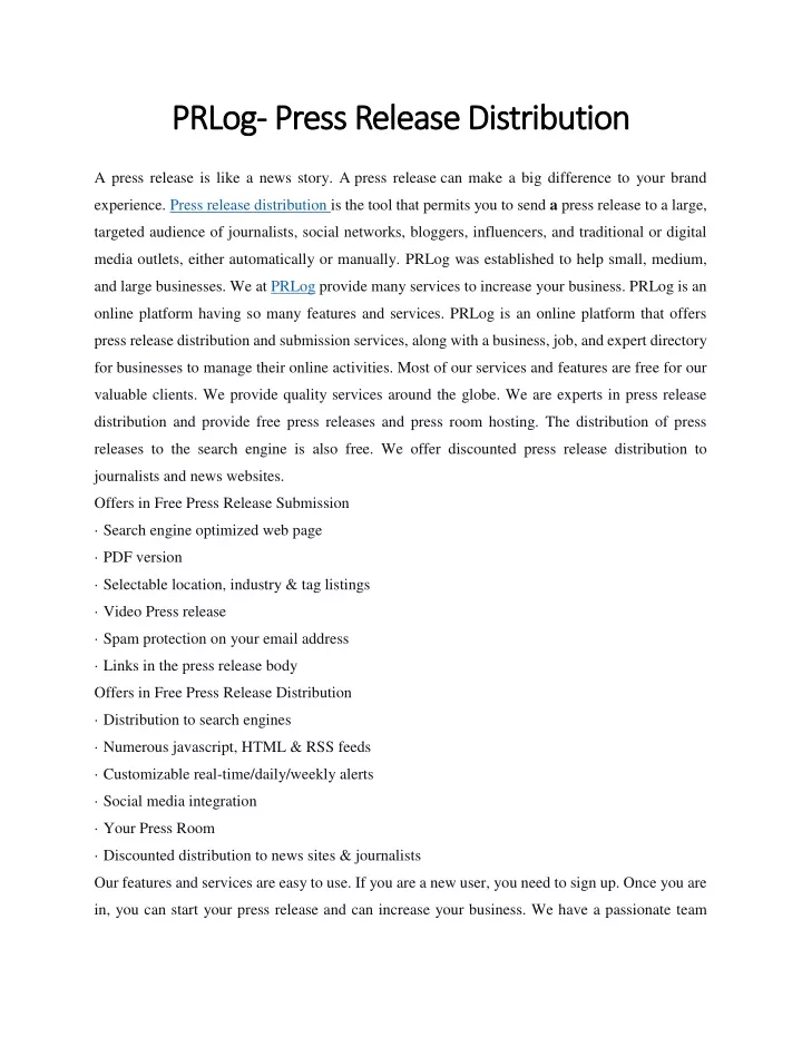 prlog prlog press release distribution press