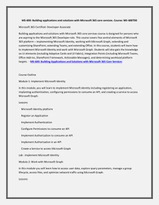 ms 600 building applications and solutions with