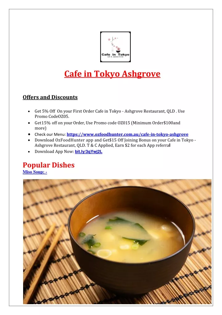cafe in tokyo ashgrove offers and discounts