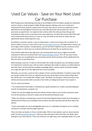 used car values save on your next used
