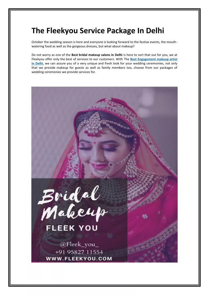 the fleekyou service package in delhi october