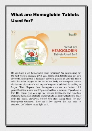 what are hemoglobin tablets used for