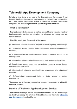 Telehealth App Development Company | SISGAIN