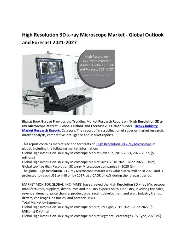 high resolution 3d x ray microscope market global