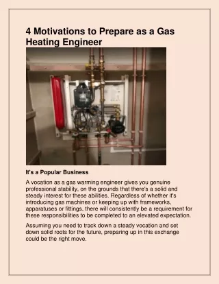 4 motivations to prepare as a gas heating engineer