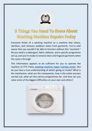 5 Things You Need To Know About Washing Machine Repairs Today