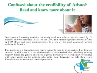 confused about the credibility of ativan read