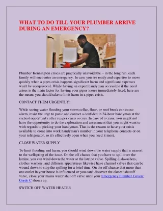 what to do till your plumber arrive during