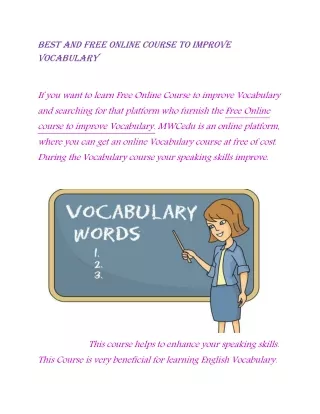Best and Free Online Course to improve vocabulary