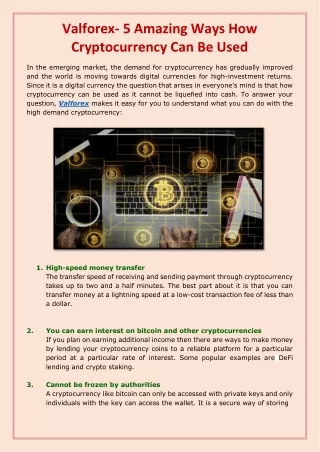 Valforex- 5 Amazing Ways How Cryptocurrency Can Be Used-converted
