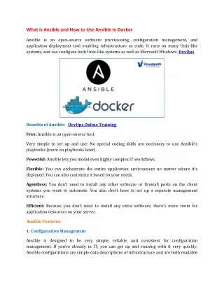 what is ansible and how to use ansible in docker