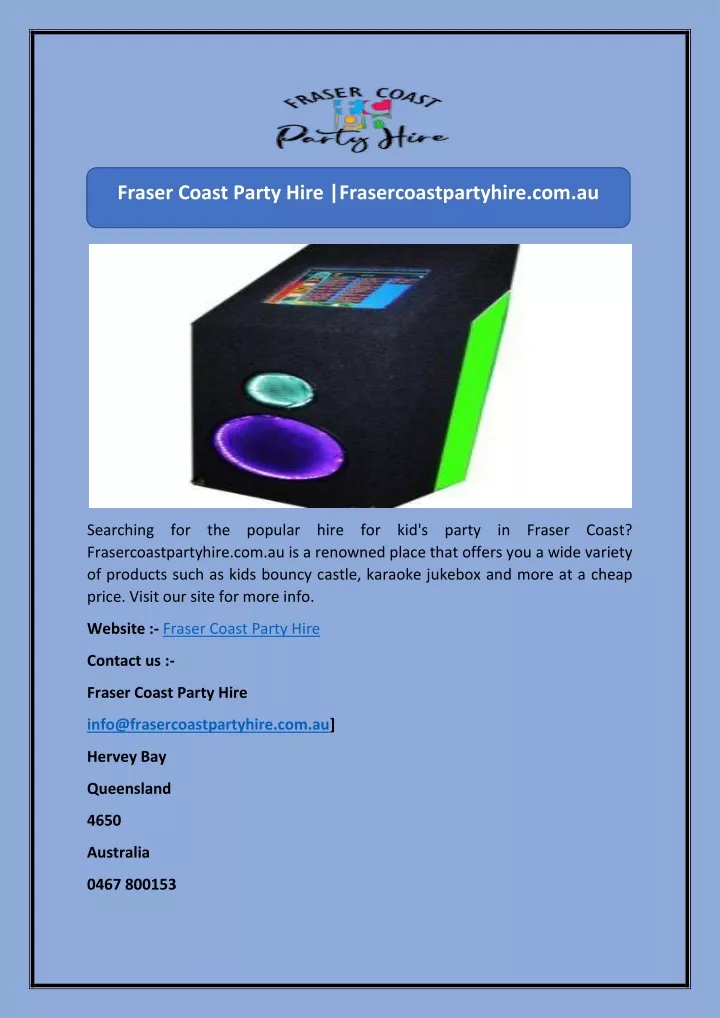 fraser coast party hire frasercoastpartyhire