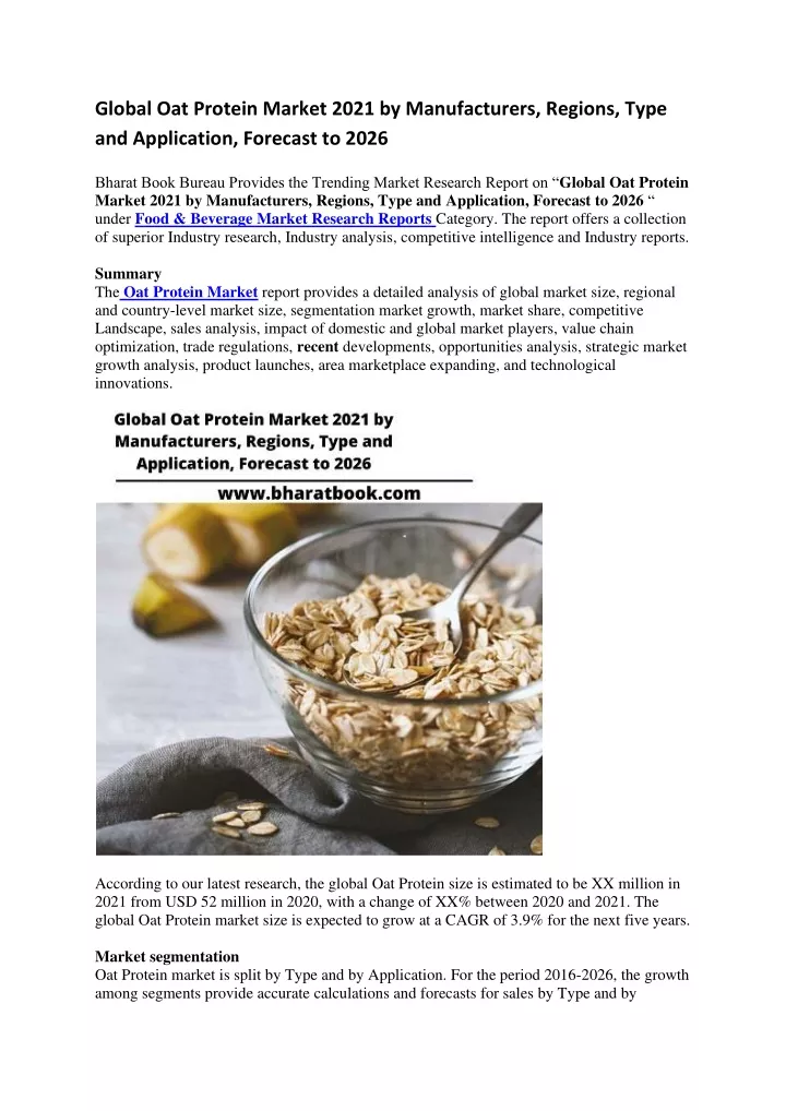 global oat protein market 2021 by manufacturers