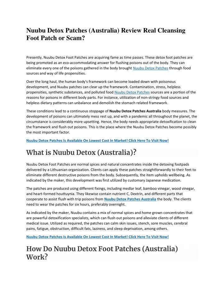 nuubu detox patches australia review real
