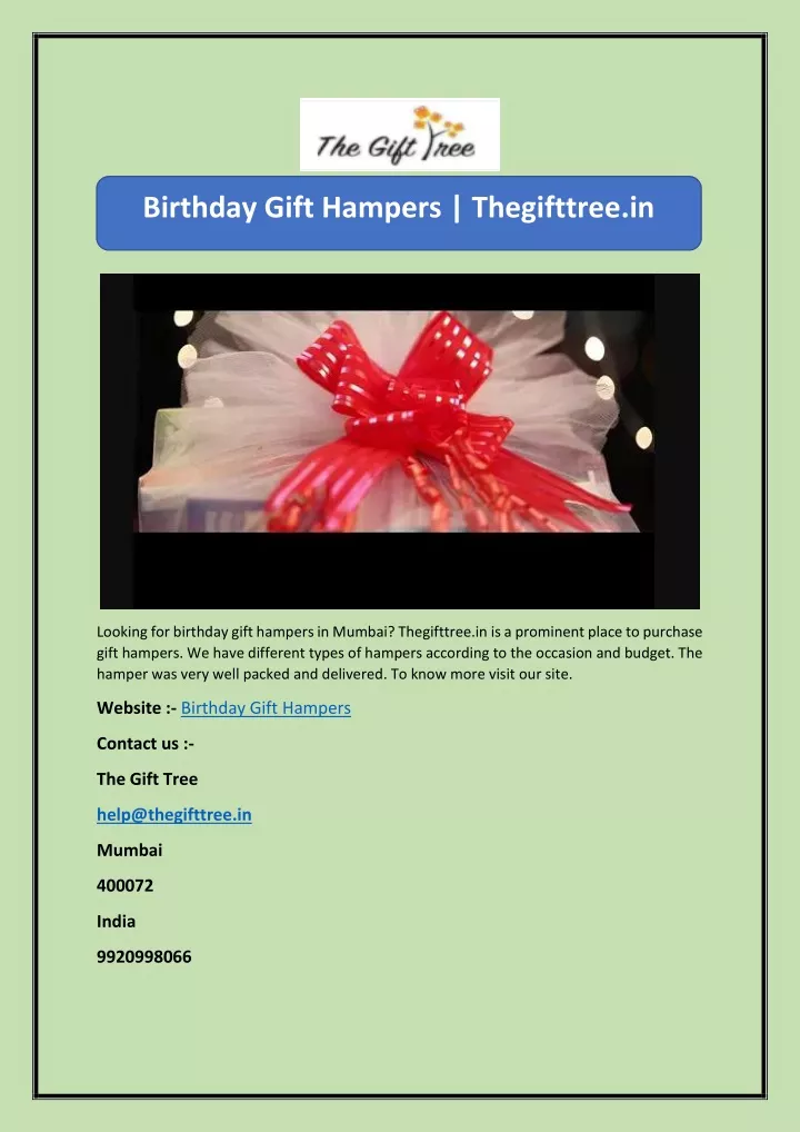 birthday gift hampers thegifttree in