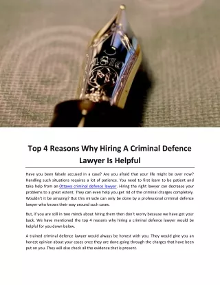 Top 4 Reasons Why Hiring A Criminal Defence Lawyer Is Helpful