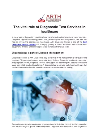 The vital role of Diagnostic Test Services in healthcare