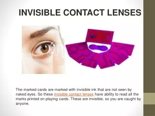 Get Wide Range of Spy Invisible Contact Lenses for Playing Cards