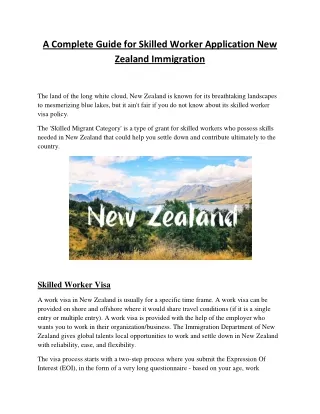 A Complete Guide for Skilled Worker Application New Zealand Immigration