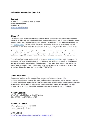 voice over ip provider aventura contact address