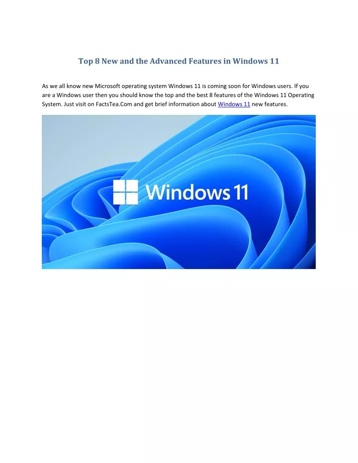 top 8 new and the advanced features in windows 11