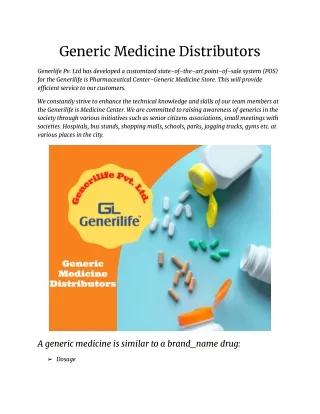 generic medicine distributors
