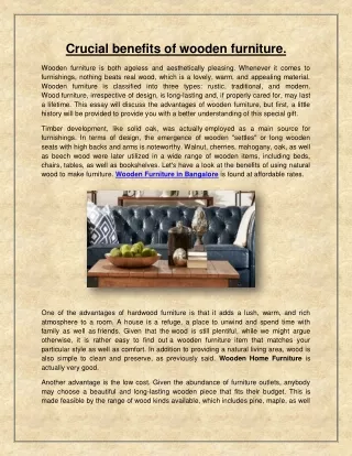 Crucial benefits of wooden furniture