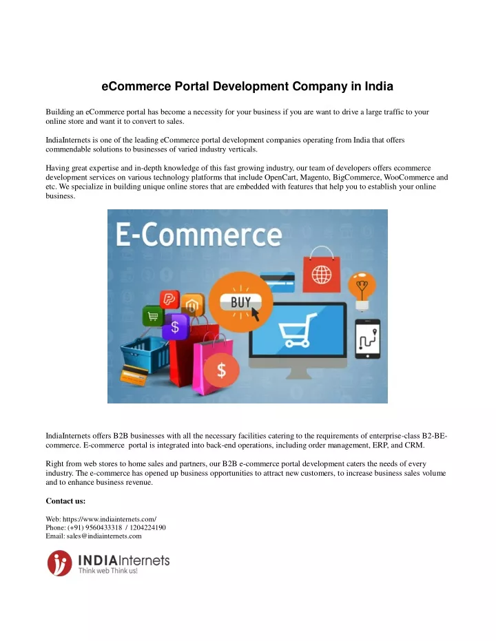 ecommerce portal development company in india