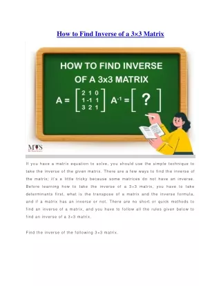how to find inverse of a 3 3 matrix