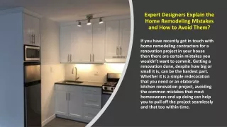 Expert Designers Explain the Home Remodeling Mistakes and How to Avoid Them?