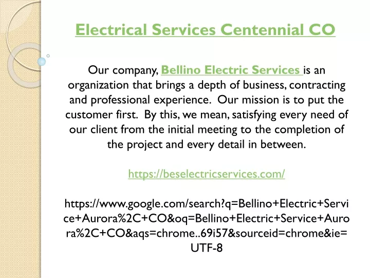 electrical services centennial co