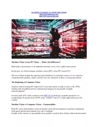 machine learning vs computer vision https