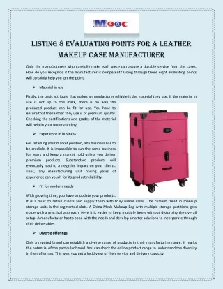 Listing 8 Evaluating Points For A Leather Makeup Case Manufacturer