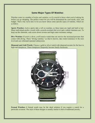 some major types of watches