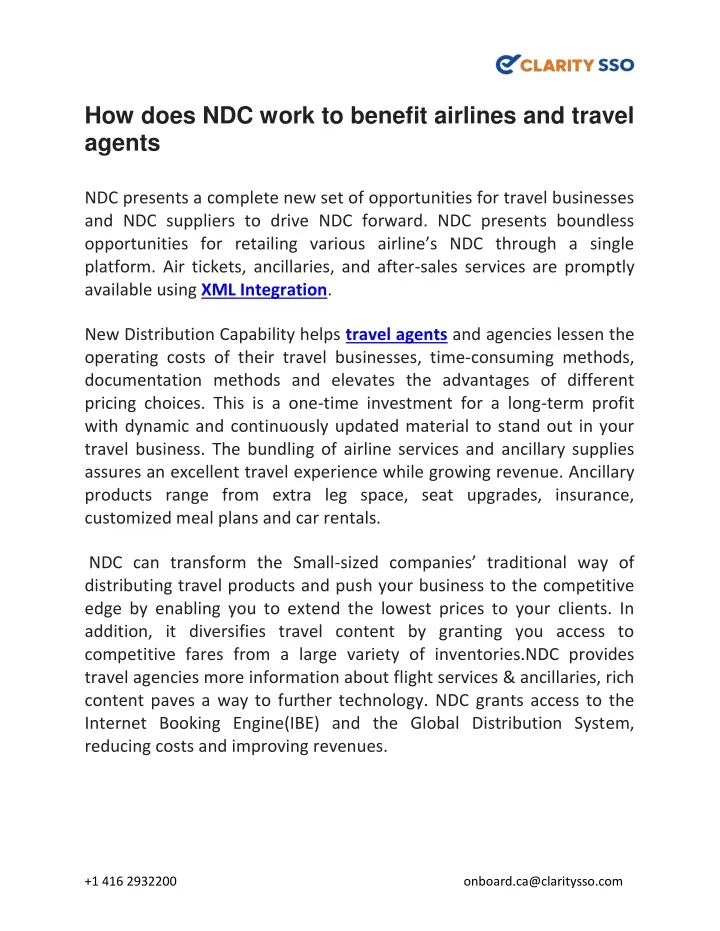 how does ndc work to benefit airlines and travel