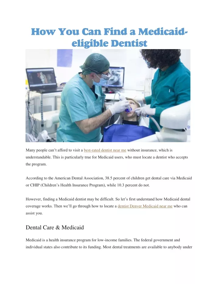 how you can find a medicaid eligible dentist