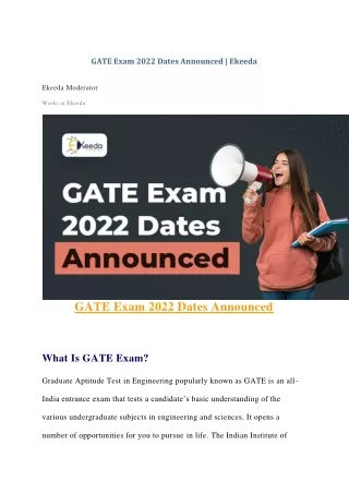 GATE Exam 2022 Dates Announced