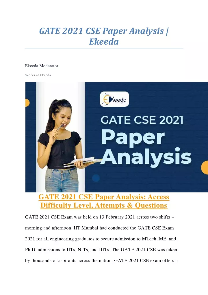 gate 2021 cse paper analysis ekeeda