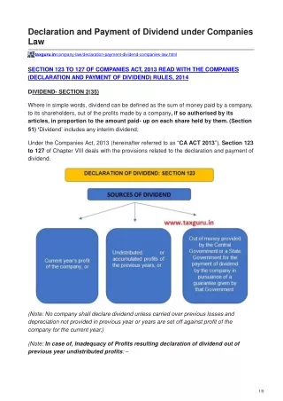 Declaration and Payment of Dividend under Companies Law