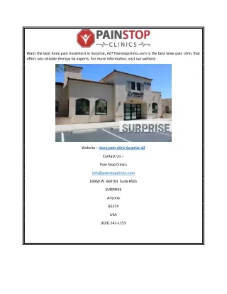 Knee Pain Clinic Surprise Az Painstopclinics.com