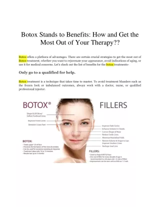 Botox Stands to Benefits How and Get the Most Out of Your Therapy-converted