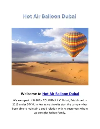 Hot Air Balloon Dubai Price