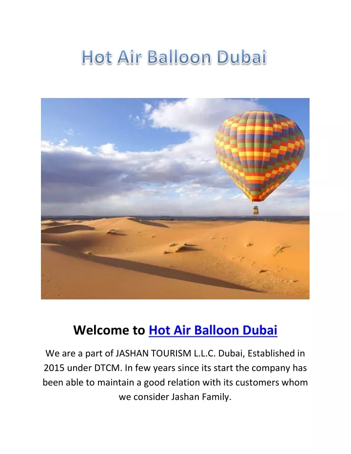 welcome to hot air balloon dubai