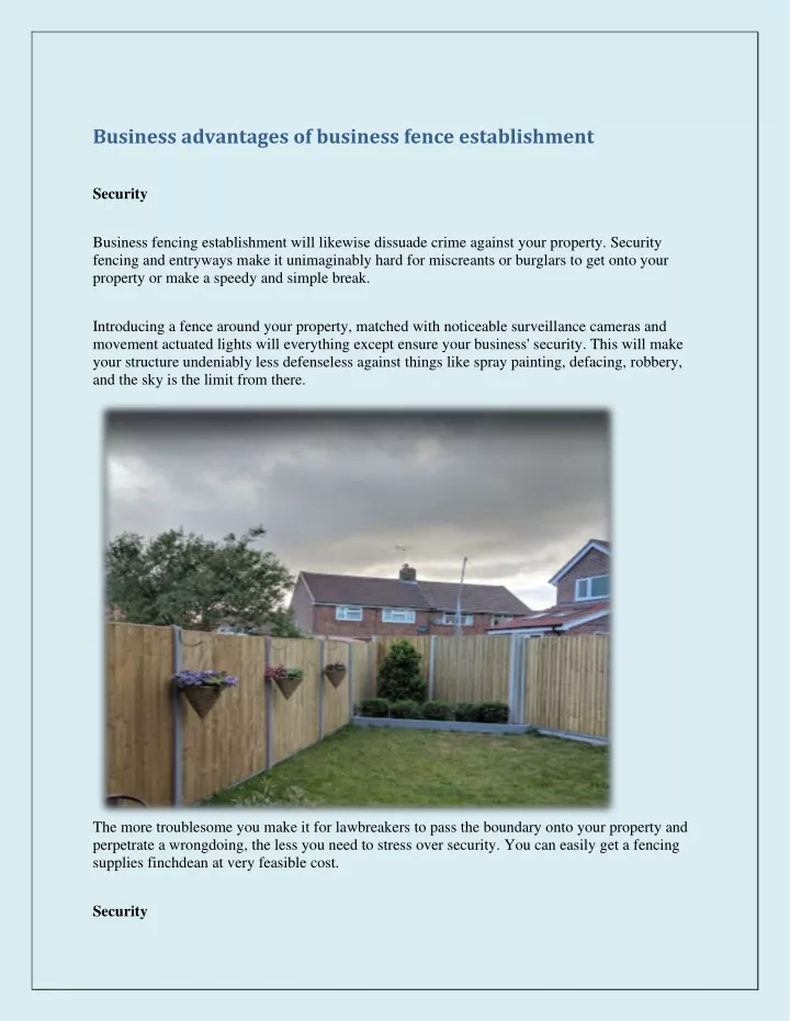 business advantages of business fence