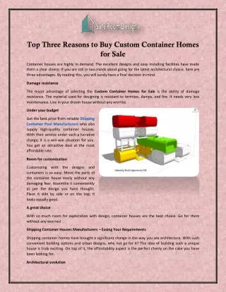 Top Three Reasons to Buy Custom Container Homes for Sale