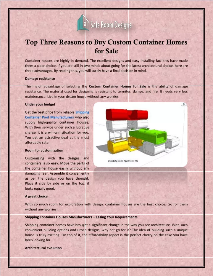 top three reasons to buy custom container homes