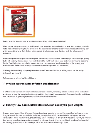 How can Mass Infusion of Nutrex aid skinny individuals gain weight?